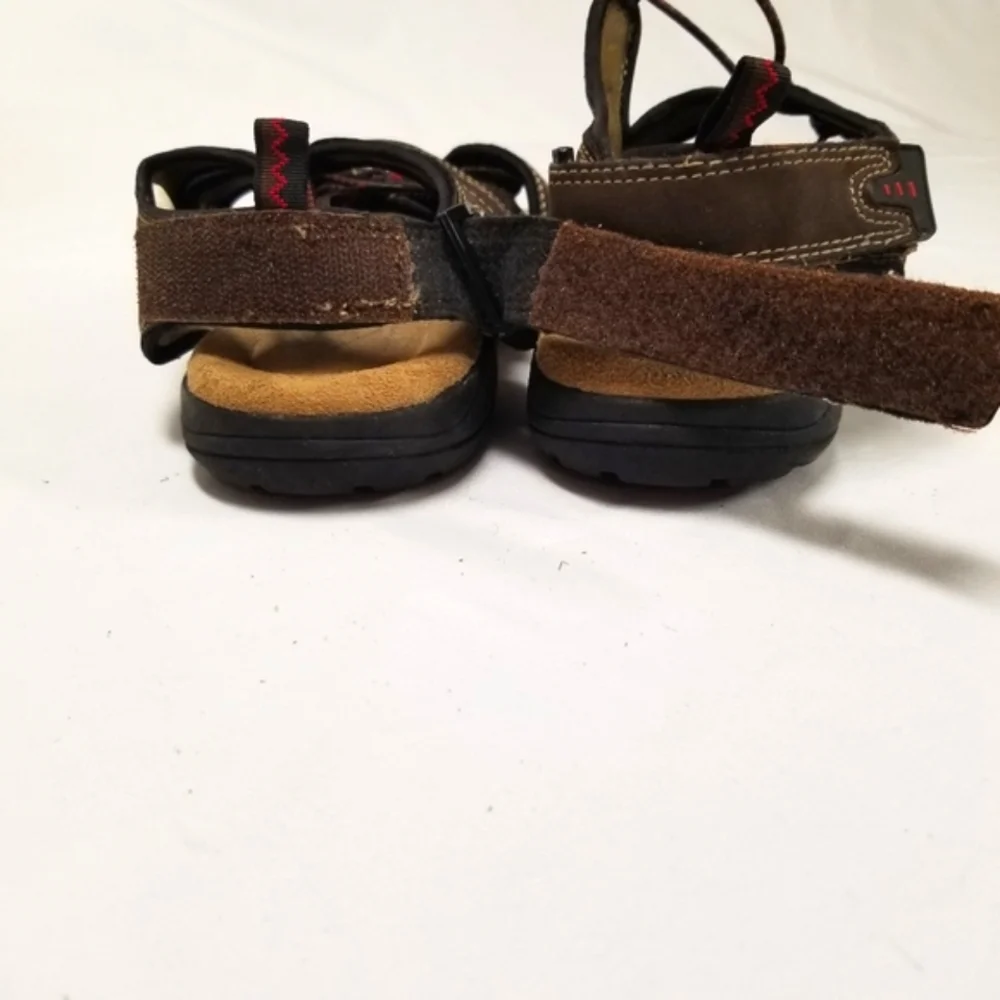 St Johns Bay Sandals Mens Sz 10 Cartop Brown Open Toe Memory Foam